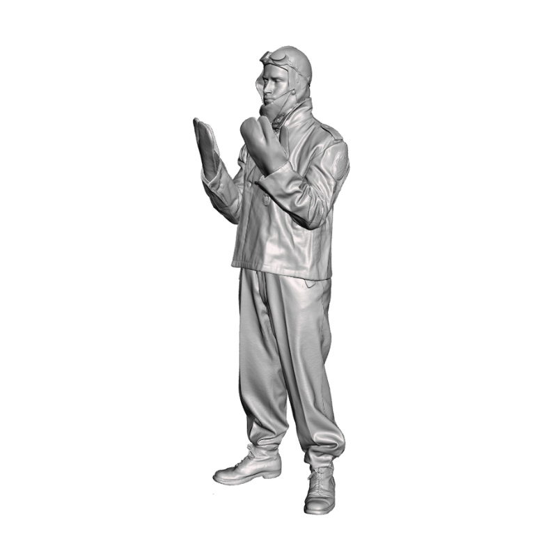 WWII German armoured crewman figure in late war winter uniform, high detail 3D printed miniature model available in 1/16, 1/32, 1/48 and 1/72 scales
